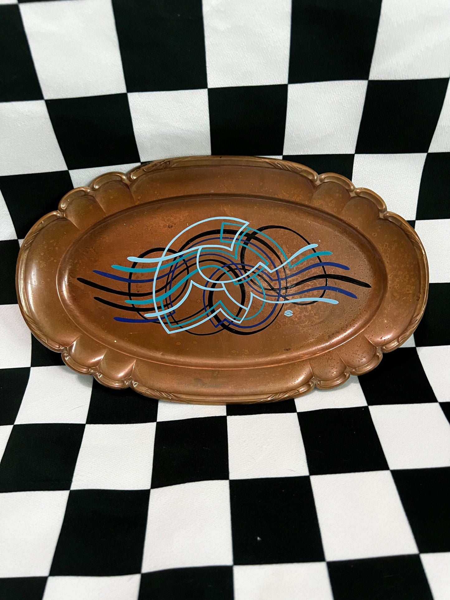 Pinstriped Copper Dish