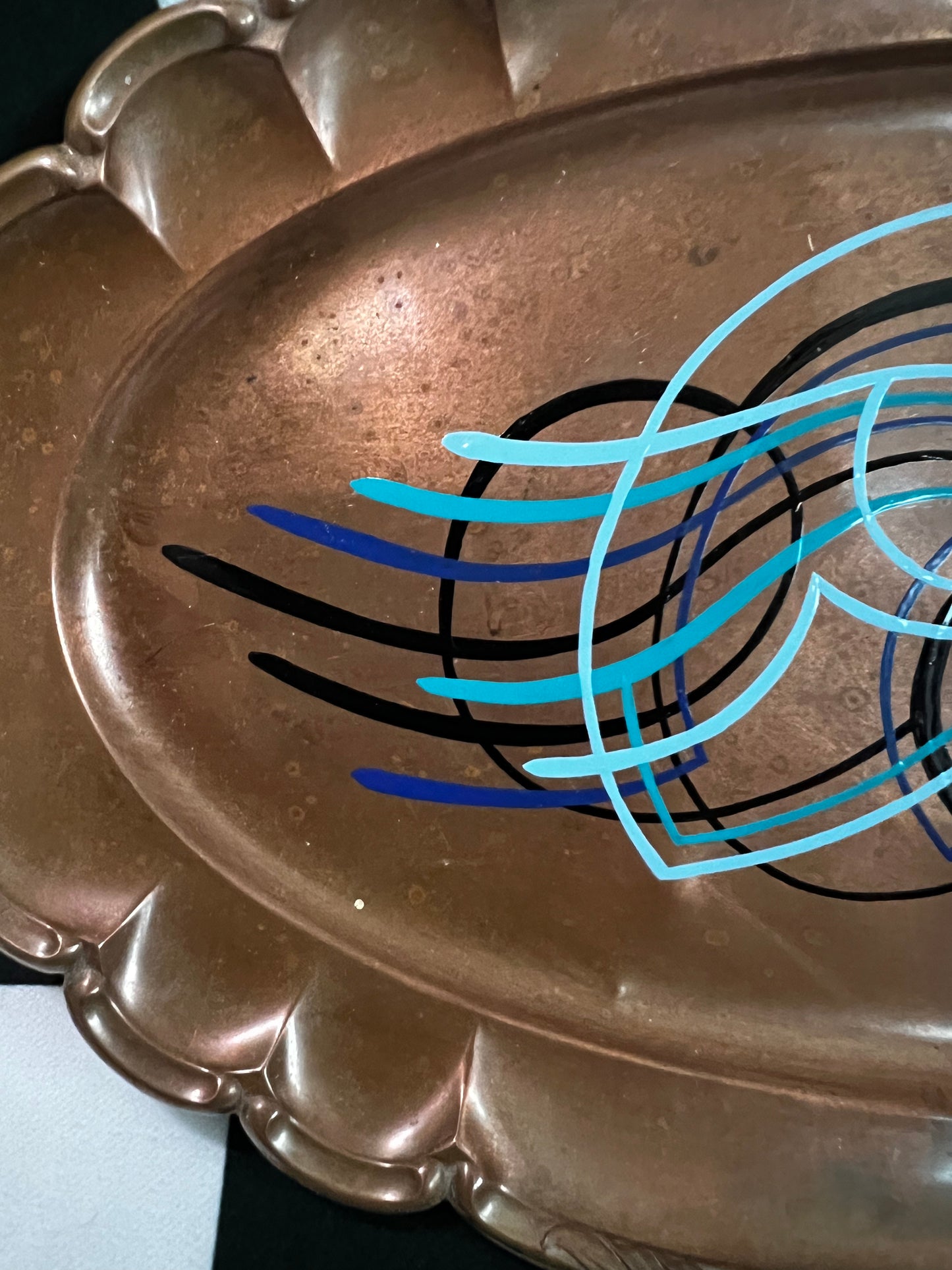 Pinstriped Copper Dish