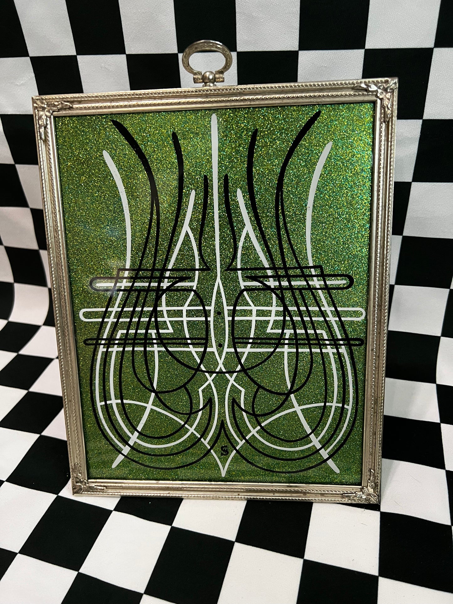 Framed Pinstriping - 7x9 - Enamel On Glass