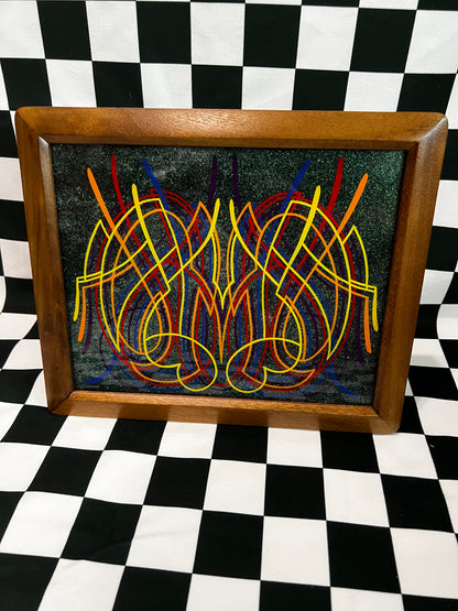 Framed Pinstriping - 9.5x7.5 - Enamel On Glass