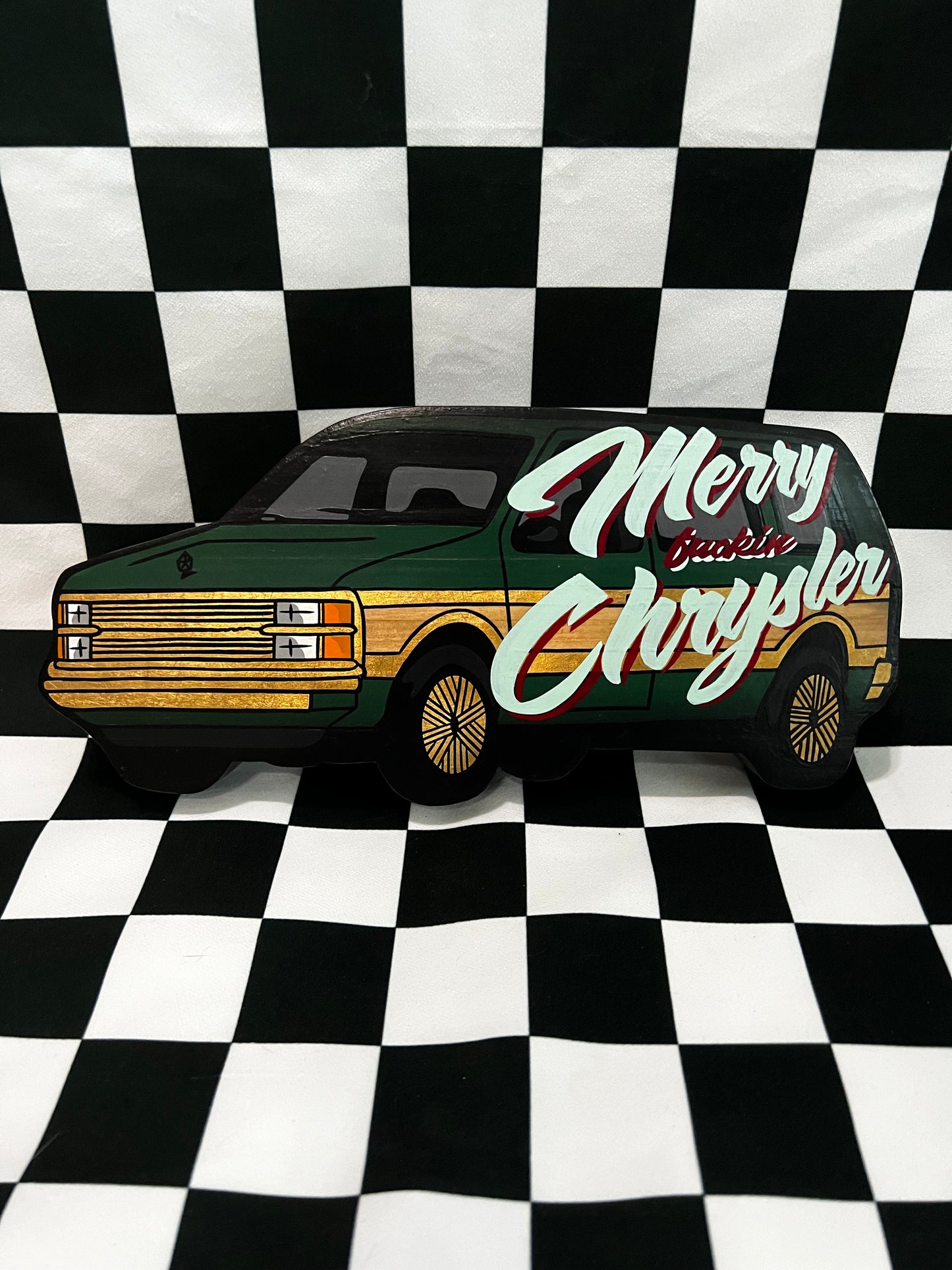 Merry F'n Chrysler - Enamel On Wood