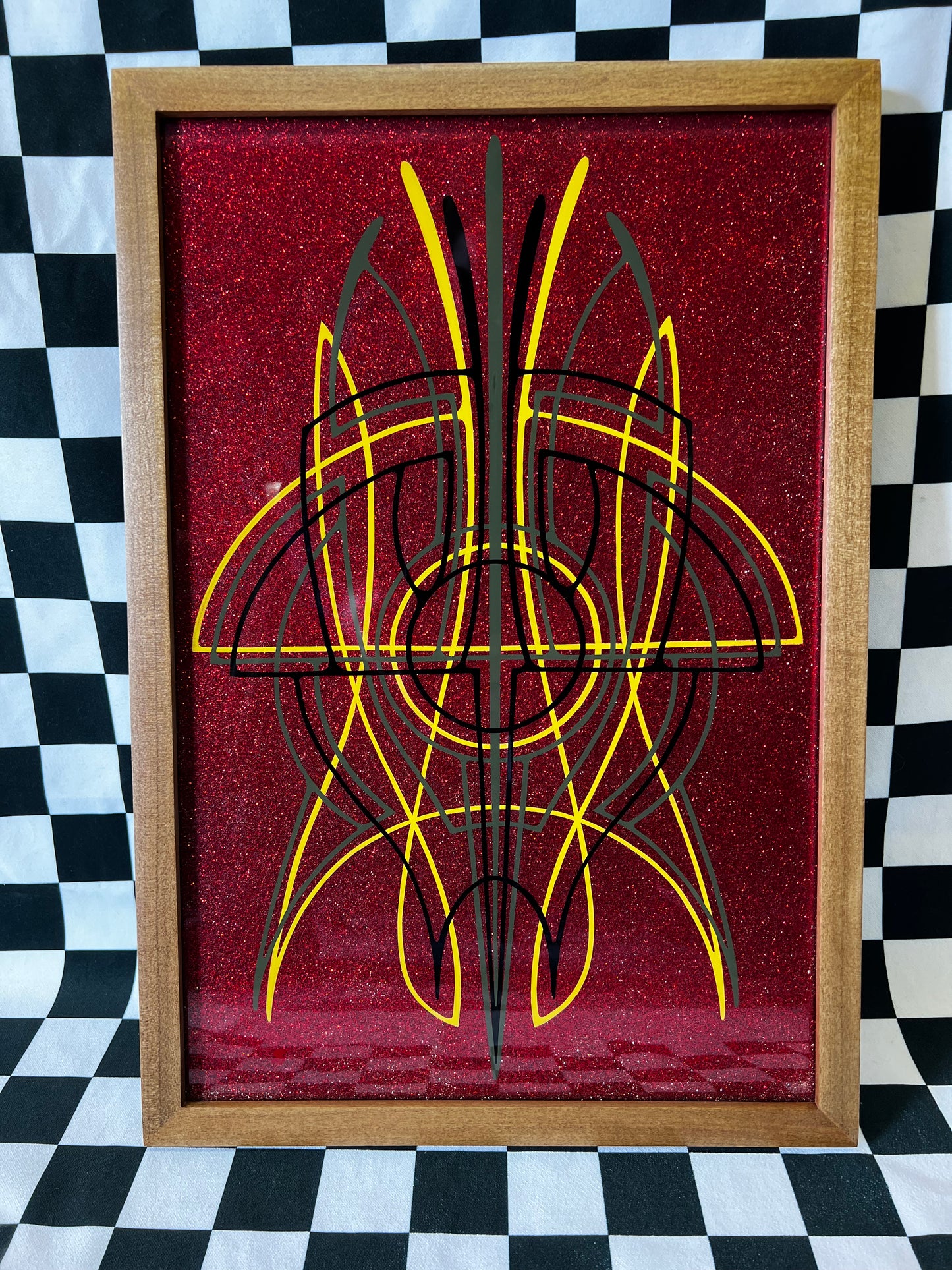 Framed Pinstriping - 11.5x17.5  - Enamel On Glass