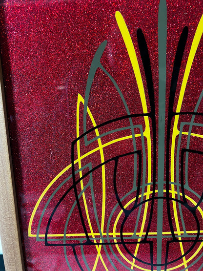 Framed Pinstriping - 11.5x17.5  - Enamel On Glass