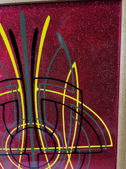 Framed Pinstriping - 11.5x17.5  - Enamel On Glass